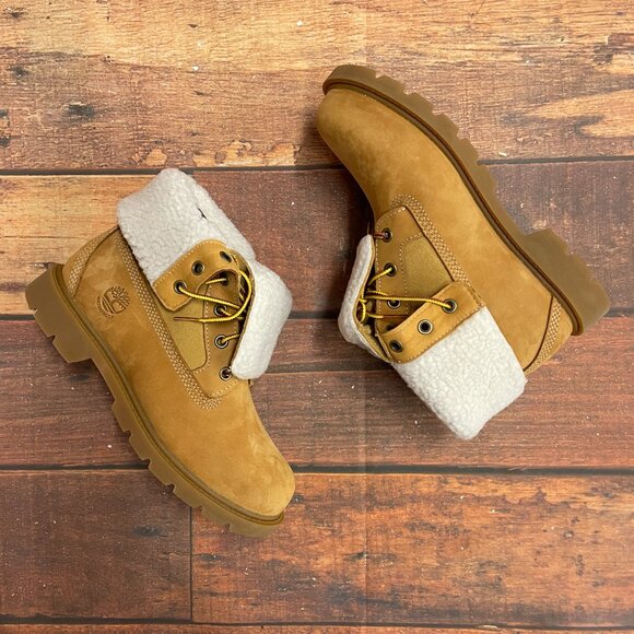 Timberland Women's Linden Woods Fold Down Waterproof Wheat Nubuck Boots - Picture 2 of 6